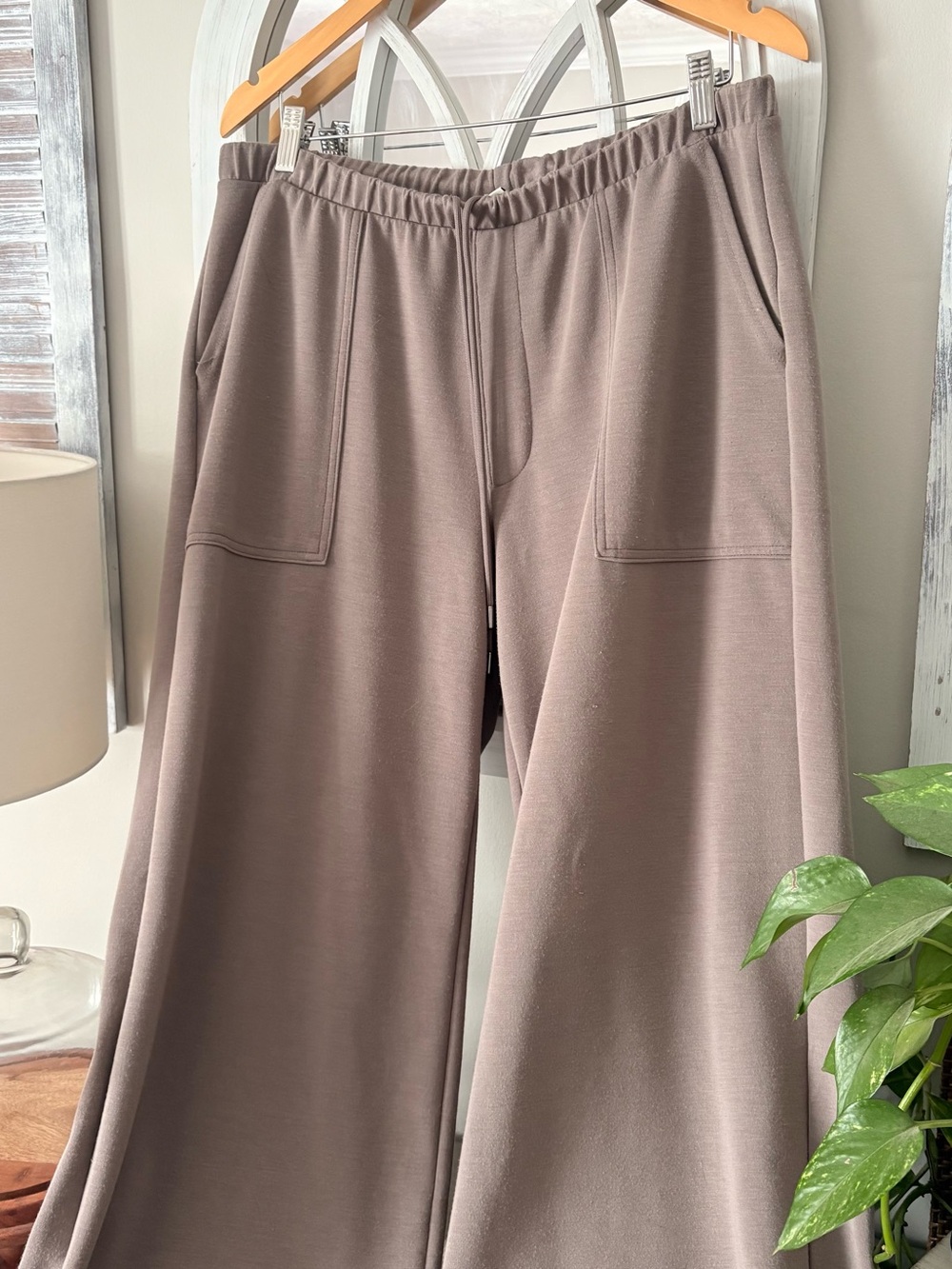 A New Day Wide-Leg Pull-On Pants in Taupe